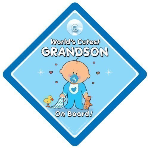 World's Cutest Grandson On Board, World's Cutest Grandson Car Sign, Baby On Board Sign, Baby on Board, Decal, Bumper Sticker, baby Sign, Baby Car Sign, Grandchildren Sign, Novelty Car Sign