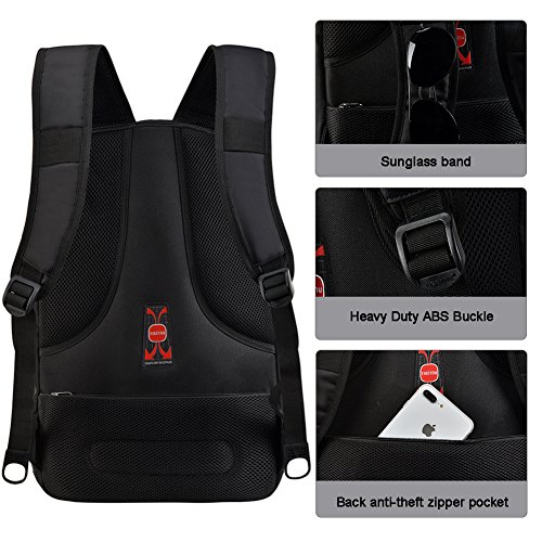 Tigernu Grand Nylon imperméable Ordinateur portable Sac à dos Convient 12.1-17 pouces Portables-Noire