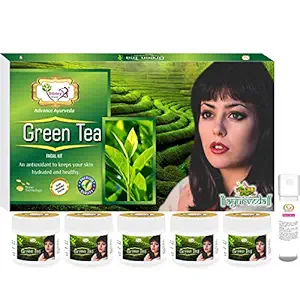 Sibley Beauty Green Tea Anti Ageing Facial Kit ( 155 gm + 10 ml) Pack of 6 - Skin brightening Instant Glow Skin Whitening Facial Kit for Men Women Boys Girls Oily Normal Dry Combination Skin.