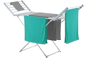 briebe Tendedero Eléctrico Plegable Ropa | Bajo Consumo 18 Calentadores | Secado Rápido y Eficaz | Compacto, Ligero y Portátil | Ahorra Espacio | Interiores | Aluminio