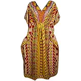 Indiatrendzs Women Kaftans Light Viscose Boho Kimono Long Kaftan Dress Chest : 56