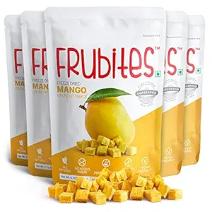 Frubites Mango - Freeze Dried Fruit Snack (Pack of 5,100 grams), Crispy, crunchy Mango Snack. No added sugar, Vegan, Gluten-Free Snacks for Kids and Adults