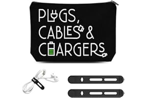 SHIQIAO SPL Plugs Cables Chargers Storage Bag for Women Men Tech Gifts for Best Friend Silicone Cable Ties Wire Wrap Organiser for USB Cables Cord Keepers for Charging Accessories Pouch for Travel Home Camping