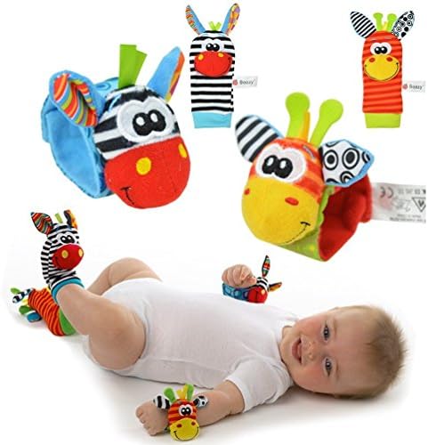 YISET Infant Baby Soft Toy Wrist Rattles Socks Developmental Sozzy-hot 4pcs