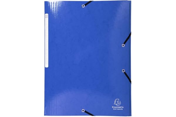 Exacompta - Réf. 55832E - 1 chemise à élastiques Iderama - pochette 3 rabats Maxi Capacity - en carte lustrée pelliculée 425 g/m2- dim 24 x 32 cm pour format A4 - couleur bleu foncé