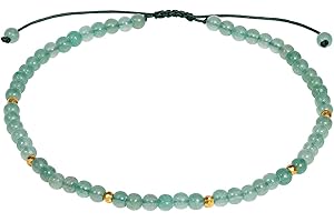 Jewboo Gemstone Foot Anklet Bracelet for Women Beaded Stone Healing Energy Crystal Beach Foot Jewelry Adjustable(8.5-10 Inches)