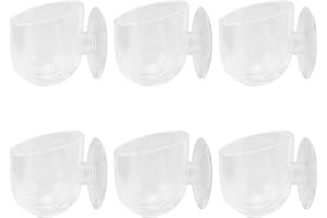 JRSHIRLEYLTD 6 vasos para acuario, macetas para plantas de acuario, soporte transparente para plantas con ventosa, cuenco de acrílico transparente para alimentación de peces, decoración acuario, plantas acuáticas