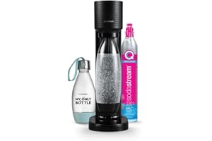 sodastream Gaia Machine à Eau Pétillante | Pack 1 Bouteille 1L + 1 Bouteille 0,5L Compatibles Lave-Vaisselle + 1 Recharge de Gaz 60L à Clipser | Noire [Amazon Exclusive]
