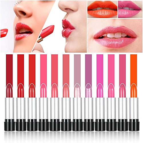 Anself 12st/Set Glossy The Balm Lip Rouge leicht zu tragen Lippenstift 12 Farben Fashion Frauen Sch?nheit Make-up - 3