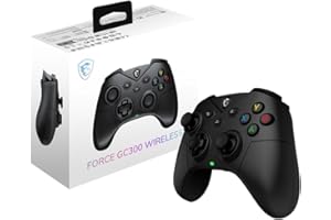 MSI FORCE GC300 W - Mando Gaming: 2,4 GHz, Bluetooth, USB tipo C a A, batería de 20 h de autonomía, cubiertas D-Pad intercambiables y motores de vibración duales, con cable/sin cable