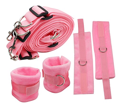 Preisvergleich Produktbild Handfesseln Fussfesseln Bettfixierung , Bettfesseln Stoff Bett Fessel (Pink)