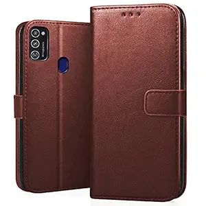 CEDO Samsung M21 / M21 (2021) / M30s Flip Cover | Leather Finish | Inside Pockets & Inbuilt Stand | Shockproof Wallet Style Magnetic Back Cover Case for Samsung M21 / M30s / M21 (2021) Edition (Brown)