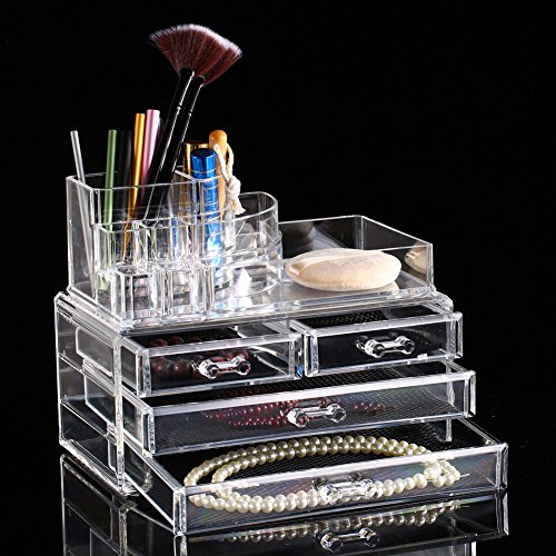 Cosmetic Aufbewahrungsbox 3 Schubladen Make-up Ausstellungsstand Kosmetik Aufbewahrungsbox Transparente Kästchen Box - 5