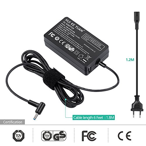 [TUV GS LISTED] HUIKEYUAN 65W 19,5V 3,33A Laptop Ladegerät/Netzteil Ladekabel für HP ProBook G3 and HP Probook G4 Series: 430 440 450 455 470 G3 G4; HP Chromebook 14, 11 G3 G4; HP Pavillon Envy x360 x2 11 13 15 M1 M3 M6 Notetbook mit 5V 1A USB-Hafen für Telefone und Tablette, Stecker 4,5*3,0mm (EU-Kabel enthalten) - 2