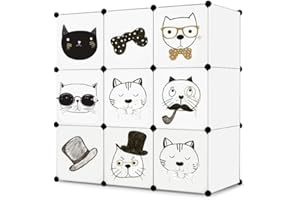 ‎KIDS COLLECTIVE Kids Collective Children's Modular Cabinet 9 Doors with Fairy Tale Print Combination Cupboard Boltless Shelving 3kg Chamber Capacity Polypropylene Panels Mould and Water Resistant 110 x 37 x 110 cm