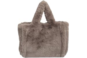 Ulisty Damen Herbst Winter Groß Plüsch Tragetasche Flauschig Henkeltasche Hobo-Tasche Handtasche braun