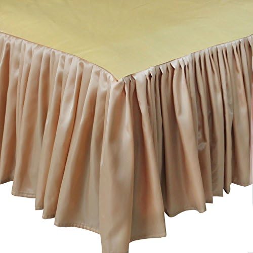 SORRENTO Luxury Hotel Basic, Durable, Comfortable & Abrasion Resistant, Faux Silk Ruffler Bed Skirt with 15" fall/drop (DOUBLE, GOLD)