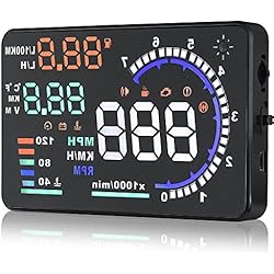 A8 5.5 "Auto Coche Vehículo de proyector Head-Up Display HUD OBD II exceso de velocidad Advertencia Km/h con almohadilla antideslizante, combustible tacógrafo