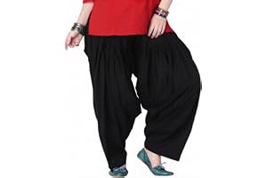 Prabha creations Women's Loose fit Cotton semi Patiyala Salwar White