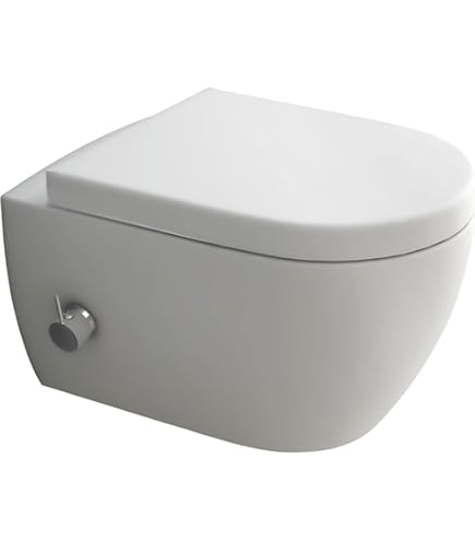 Alpenberger Taharet WC | spoelrandloos hangtoilet met ingebouwde eenhendelkraan & aansluitslangen | wandtoilet met afneembare wc-bril softclose-automaat | keramisch toilet Made in Europa