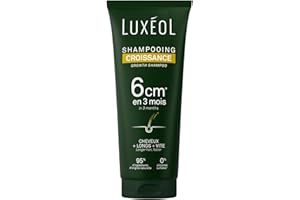 LUXÉOL - Shampoing Croissance - Pousse de 6cm en 3 Mois* - Des Cheveux Plus Longs Plus Vite - Cliniquement Prouvé - Formule d'Origine Naturelle - Huile de Ricin, Amla & Ginseng(3) - 200 ml