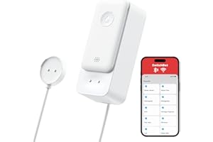 SwitchBot WiFi Sensor de Agua, Inteligente de Fugas de Agua, 100dB Alertas Ajustables y de App, IP67 Impermeable, Inalámbrico para el Hogar con Cable Sensor de 1m (3.28ft), No Exige Hub (Permite 2,4G)