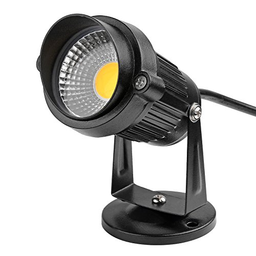 LemonBest® 5W COB LED Lawn Licht Garten Scheinwerfer, Wasserdichtes Bodenleuchte Gartenstrahler Teichstrahler, AC 85-245V, EU Stecker (Warm weiß)