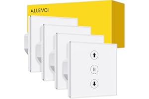 ALLEVOI Interruptor Inteligente Persiana 80 * 80 mm, Interruptor Wifi Persianas Control de APP y Voz, Compatible con Alexa y Google Home, Necesita Cable Neutro