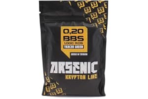 GENÉRICO Bolsa de 1000 Bolas trazadoras no Bio Verdes de Airsoft de 0,20 g de Airsoft Marca Arsenic Krypton, 6 mm, Alta luminosidad, Buen Pulido y sin residuos