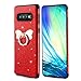 Produktbild Misstars Glitzer Hülle für Galaxy S10 Rot, Bling Pailletten Weiche TPU Silikon Handyhülle Anti-Rutsch Kratzfest Schutzhülle mit Schmetterling Ring Ständer für Samsung Galaxy S10
