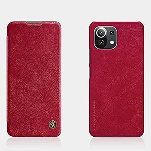 Nillkin Qin Series Luxury Leather Wallet Flipcover Case for Xiaomi Mi 11 Lite (Red)