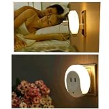 AMMBER Smart LED-Nachtlicht mit Zur Dämmerung Abenddämmerung Licht sensor und Wandplatte Ladegerät Dual USB, 5V 2A Ausgang für Schnellladung Sensor-LED-Lampe-Funktion in der Dunkelheit für Flur, Bad, Schlafzimmer, Wohnzimmer, Küche (White) - 3