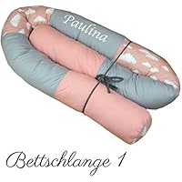 Premium Baby Bettschlange - Nestchen mit wundervoller Stoffauswahl in verschiedenen Längen, wählbar mit Wunschname