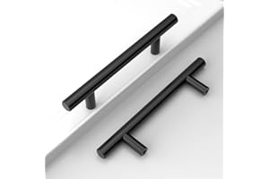 Amerdeco Lot de 10 Poignee de Meuble Cuisine Noir Entraxe 96mm Acier Inoxydable Poignée Meuble Cuisine Poignées pour Placards Poignet de Porte Cuisine Poignet Meuble Cuisine