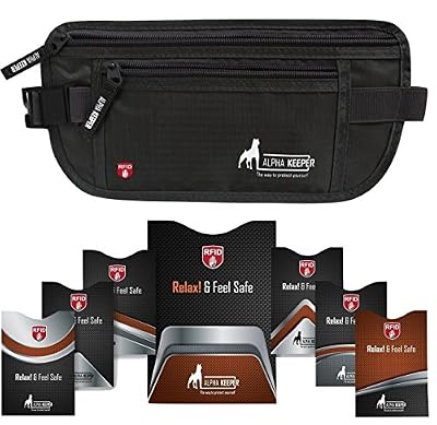 Alpha Keeper, Ceinture de Voyage, Black (RFID-Blocking) (Noir) - MB_Black_Fiber