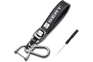 ADIEN Retro Leather Keyring for Seat Ibiza LEON CUPRA FR Arona Ateca Tarraco,Black Anti-rust Key Ring for Car Vehicle Motorcycle Bicycle,Fashion Keyring for Men and Women