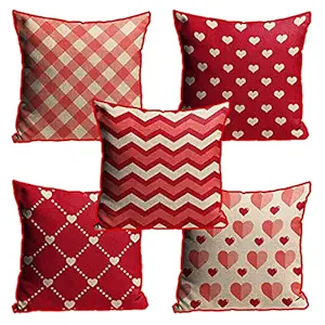 DreamVio Jute Fabric Printed Decorative Throw/Pillow Covers, Cushion Covers for Living Room, Bed Room, Sofa,Chairs Pack/Set of 5 Multi Flowers (Multicolor, Size 12 x 12 Inches) Style 33