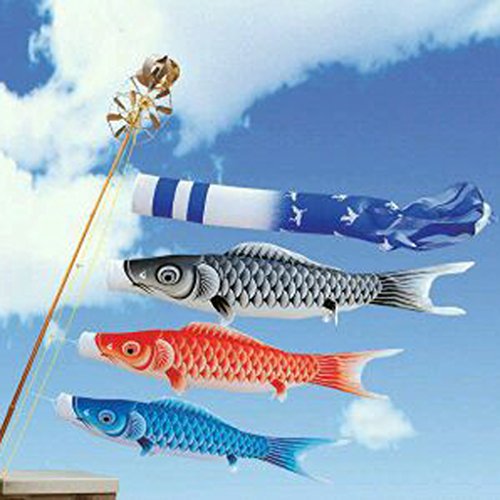 55cm Windsack Karpfen Flag Koi Nullen Segelfisch Fischwind Streamer Blau - 7