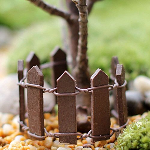 Holz Handwerk Miniatur Garten Rasen Verzierung Zaun Landschaft Dekoration Geschenk Kaffee-Farbe - 6
