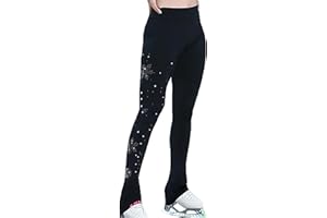 COYI Eiskunstlauf Polarfleece Hose Mit Strass Für Mädchen Frauen Thermal Trainingsanzüge Eislaufstrumpfhose Kompression Eislaufen Tights Eislaufkleidung