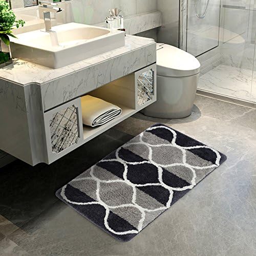 Lonior Non Slip Bath Mat Mildew Resistance Bathroom Mats Carpet Shower Mat Rug Machine Washable Rugs (80x50cm) - Black