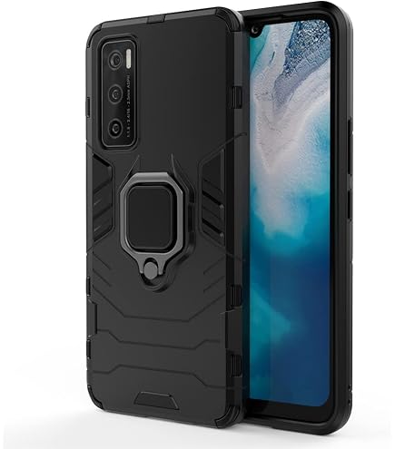 SATURCASE Custodia Ibrida 2 In 1 Per Vivo V20 SE / Y70 | Antiurto Doppio Strato PC + Silicone Con Anello Porta E Supporto Magnetico | Blu Navy