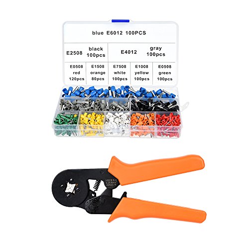 Fontic Crimpzange Set Zwinge Crimper Zange 0.25-6.0mm Crimpwerkzeuge Set Crimp Tool mit 800 Aderendhülsen Ratsche Kabelschuhe für isolierte unisolierte Aderendhülsen Ratsche Kabelschuhe