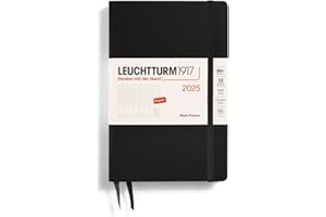 ‎LEUCHTTURM1917 LEUCHTTURM1917 371020 Wochenplaner 2025, Paperback B6+ Hardcover - 12-Monats-Kalender, liniert - Schwarz, Englisch