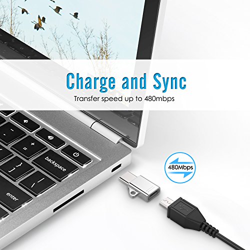 MoKo USB-C auf Micro USB Adapter, [4 Pack] verwandelt USB Type-C Input in Micro-USB, 56k Widerstand, Verwendet OTG Technologie mit Schlüsselanhänger für 2016 New MacBook Pro, Google Pixel XL und weitere, Silber - 4