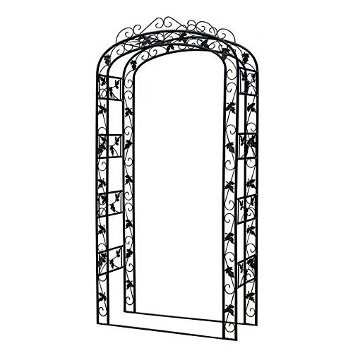 CLP Rosenbogen Metall, 120 cm breit, verziert, Eisen pulver-beschichtet, handgefertigt, Höhe 240 cm, Tiefe 45 cm schwarz - 2