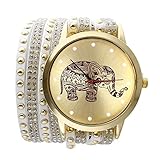 JSDDE Mode éléphant de Rivet Montre Bracelet Femme Quartz Tressé Winding Wrap Mo