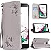 Produktbild SMART LEGEND Lederhülle für LG G4 Ledertasche Hülle PU Leder Flip Schutzhülle Retro Schmetterling Blumen Rose Muster im Bookstyle Folio Wallet Brieftasche mit Eingebautem Magnet Smart Case Backcover Handyhülle Kompletter Schutz Cover Tasche mit Standfunktion und Karte Halter - Grau