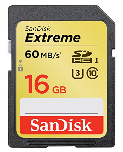 SanDisk Extreme SDHC 16GB bis zu 60 MB/Sek, Class 10, U3 Speicherkarte