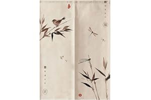 Hiseng Noren Tenda Giapponese della Porta Tappezzeria, Divisorio Stile Curtain Tapestry Cucina Ristorante Negozio Camera Doorway Corridoio Decorazione (Pittura libellula,75x150cm)
